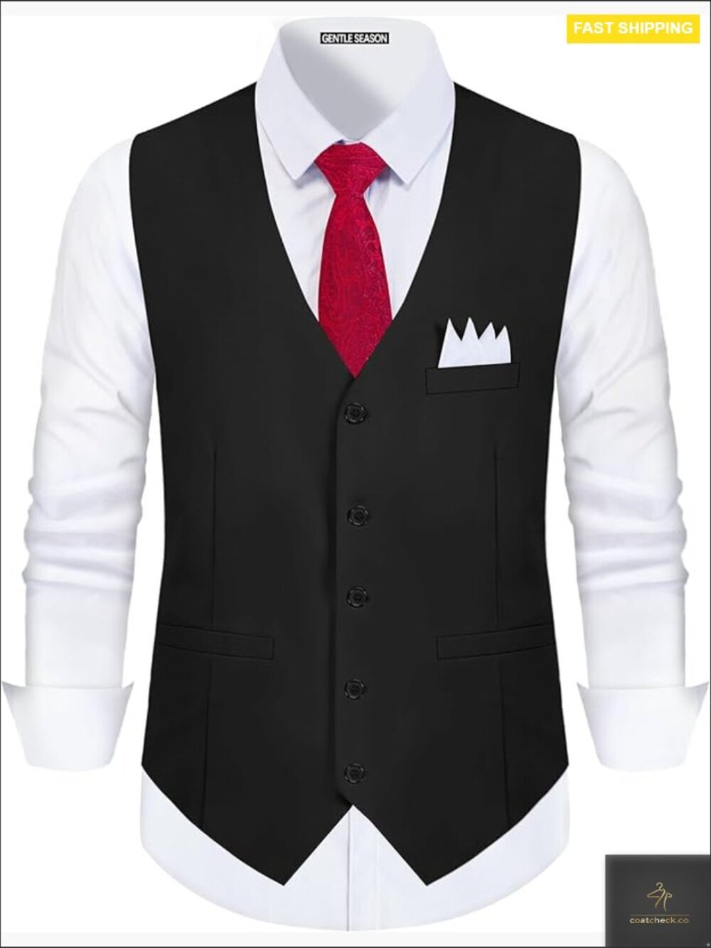 Slim Fit Suit Vest Set Formal Elegant Classic Waistcoat with Tie Pocket Square